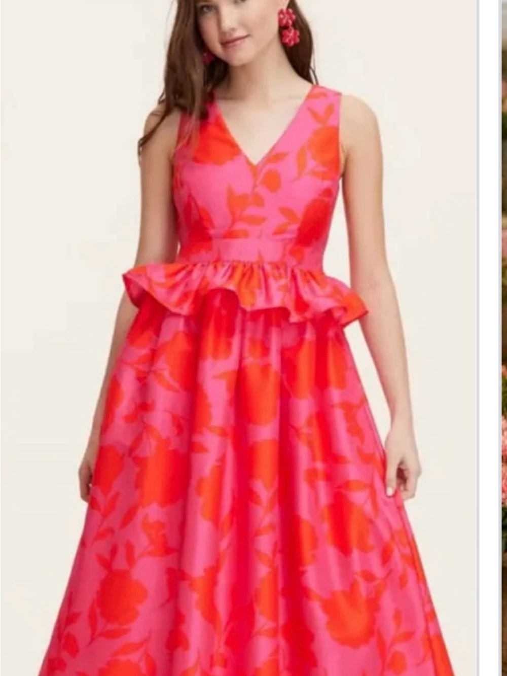 Vibrant Pink & Red Floral Peplum V-Neck Dress Kate Spade x Target size 22